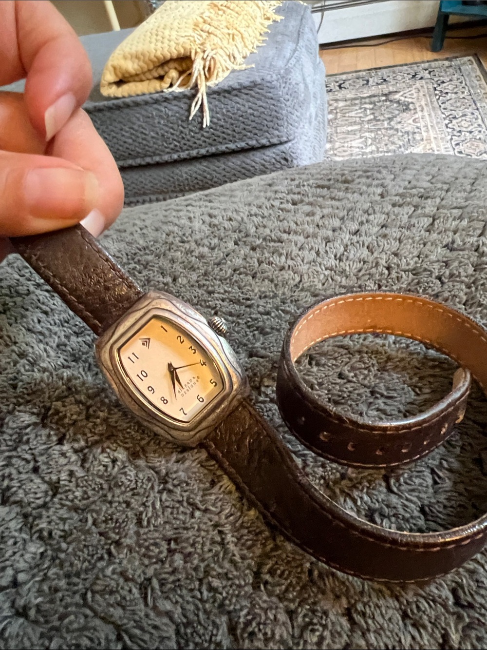 Silpada Brown Leather Strap Watch with Silver-Tone Case